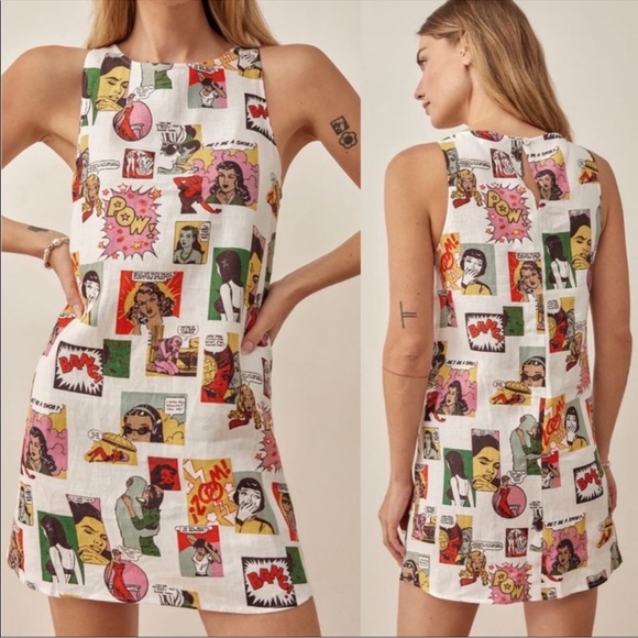 Reformation Dresses Reformation Jessi Comic Linen Mini Dress Poshmark